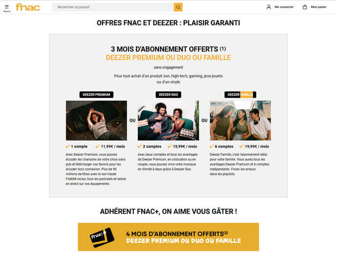 Obtenir Deezer 3 mois gratuit via Fnac-Darty