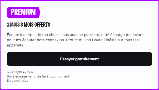 Obtenez l'essai gratuit Deezer Premium via le site officiel