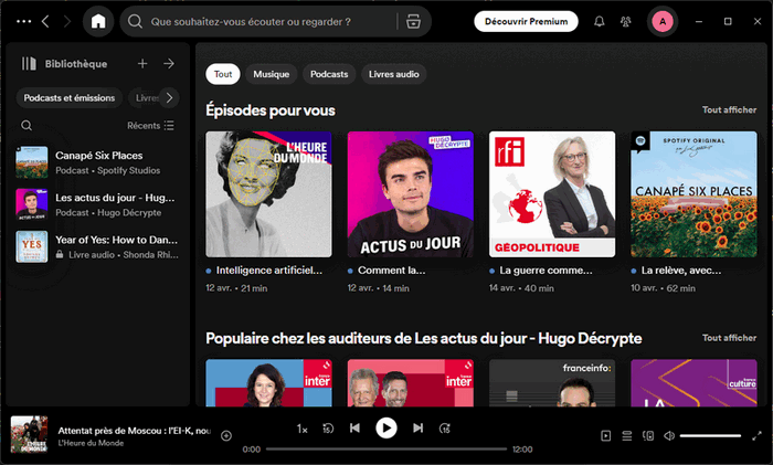 interface utilisateur spotify