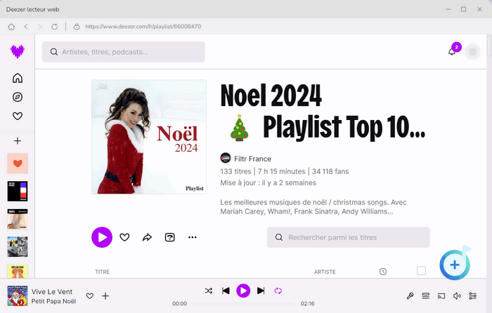 Sélectionnez la playlist de Noël sur Deezer