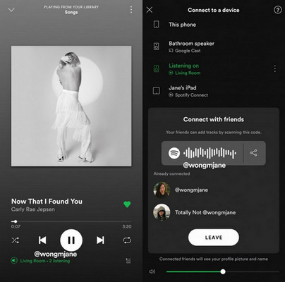 fonctionnalités sociales de Spotify