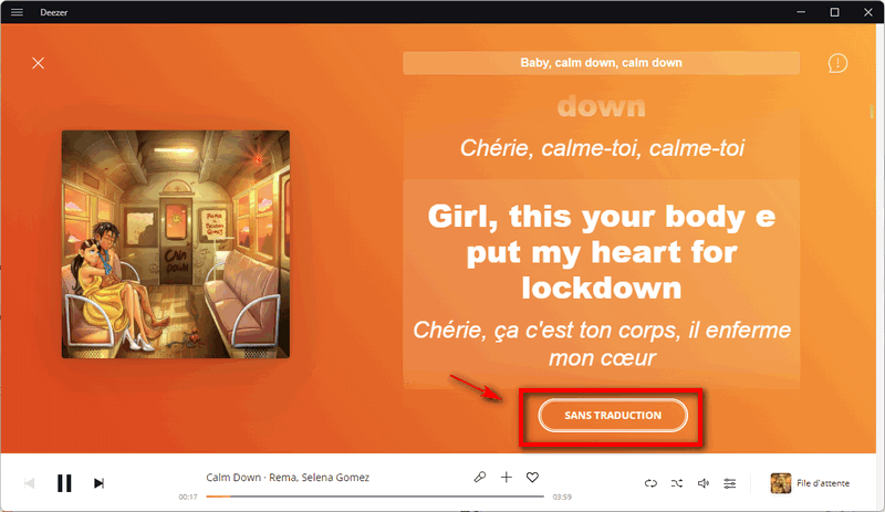 traduire les paroles de Deezer en français