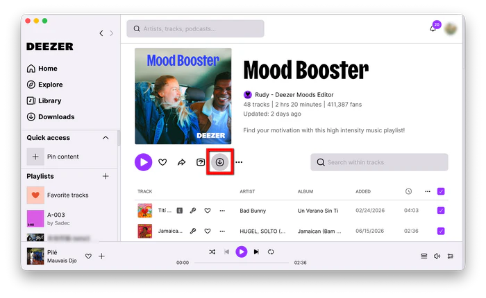 Télécharger de la musique sur Mac avec l'application Deezer