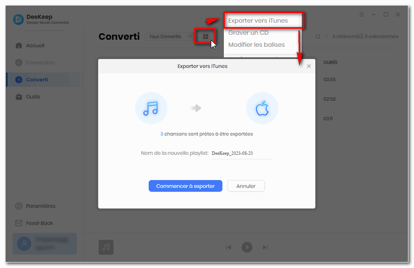 Transférez de la musique Deezer vers la bibliothèque iTunes