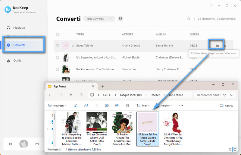 Vérifiez les fichiers musicaux Deezer en local