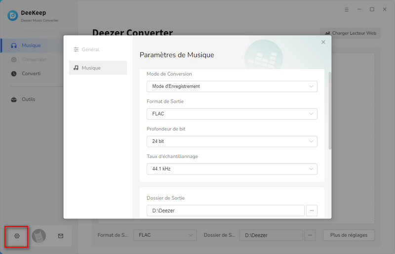 Ajuster le format de sortie