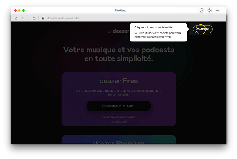 Connectez-vous à Deezer Web Player