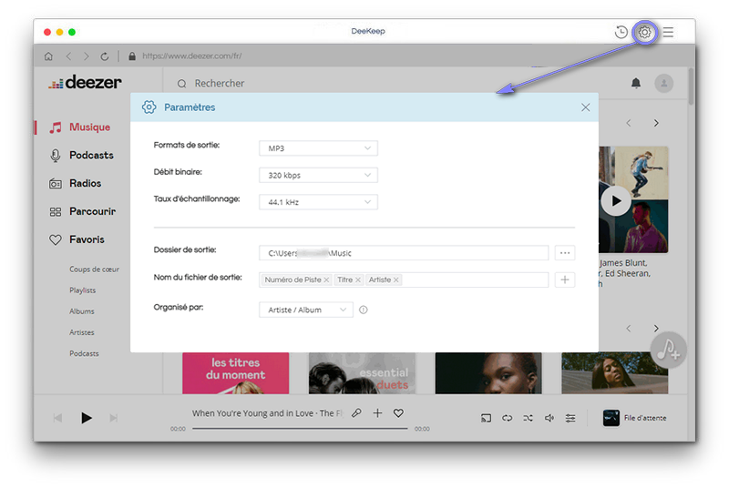 Configurez le format de sortie