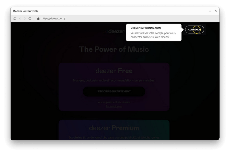 Connectez-vous au compte Deezer