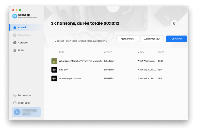 Commencez à télécharger les titres Deezer sélectionnés