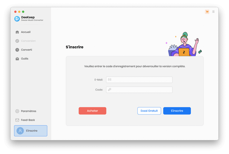 S'inscrire DeeKeep Deezer Music Converter