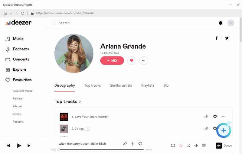 Ouvrez la playlist préférés