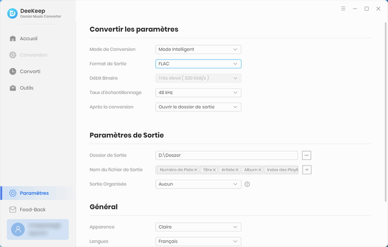 Ajustez les paramètres en fonction de vos besoins